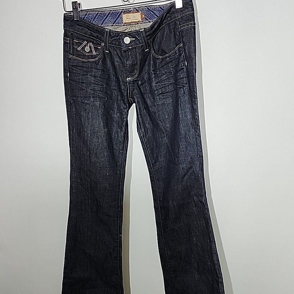 Paige Premium Denim Women’s Size 26 Fairfax Boot Cut Denim Jeans Rear Flaps Dark